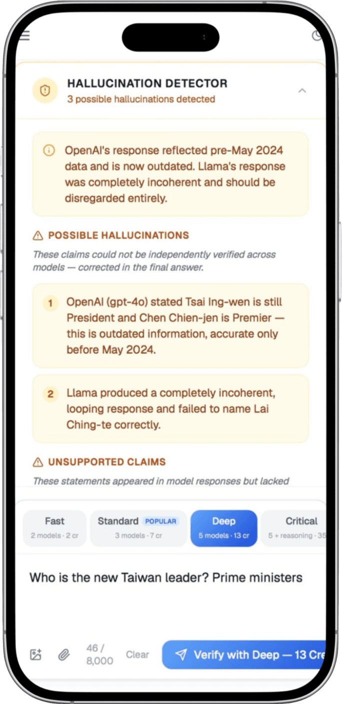 MULTL Hallucination Detector — 3 possible hallucinations detected